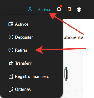 Retirar fondos de la bolsa de Bitget