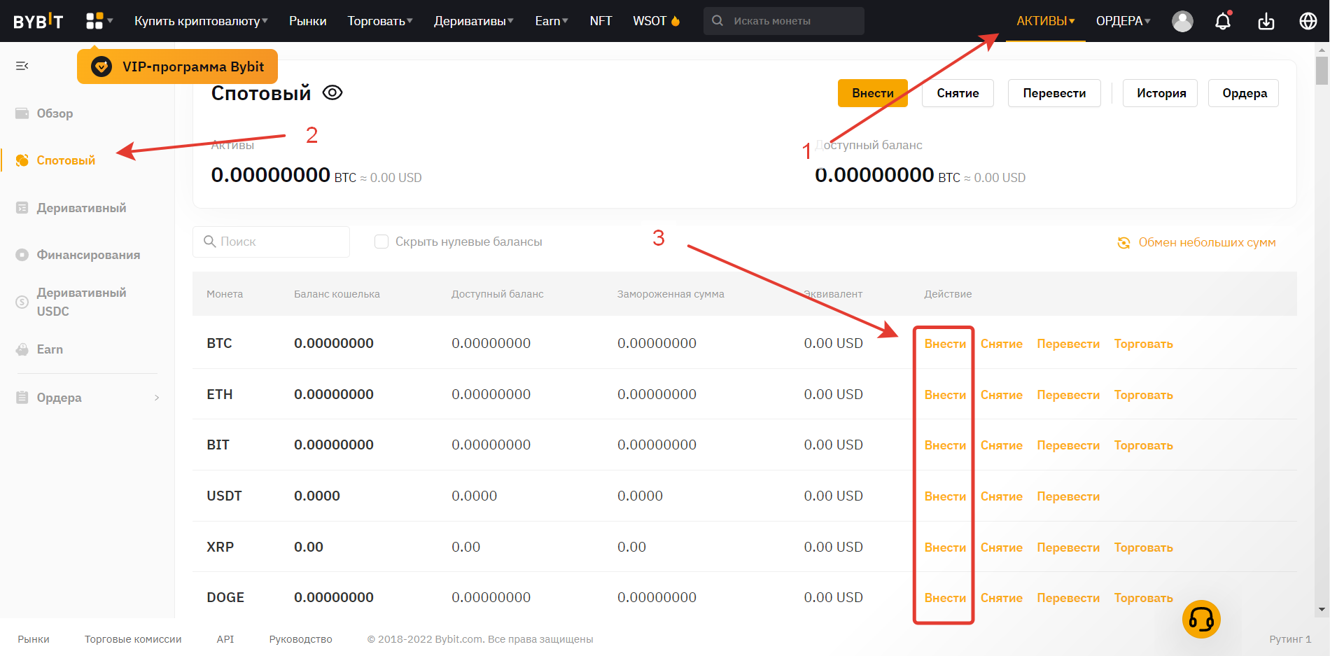 Пополнение биржи ByBit